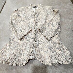 LAURA Women's 3/4 Sleeve Snakeskin Print Jacket - Metallic Gold - Size 6